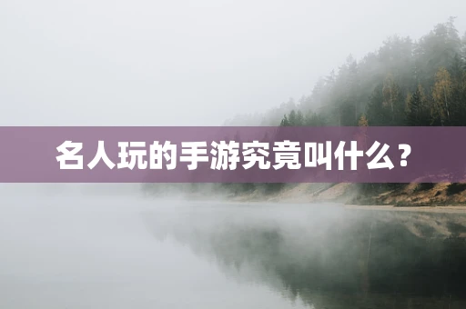 名人玩的手游究竟叫什么？