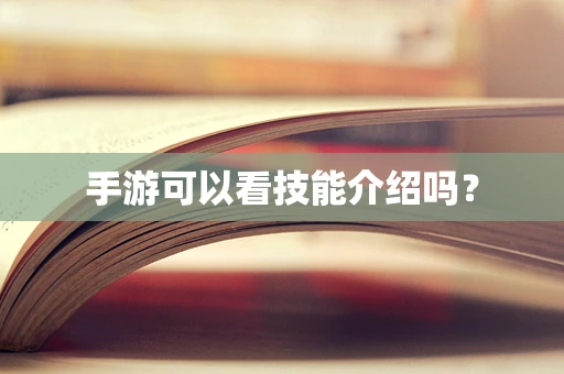 手游可以看技能介绍吗？
