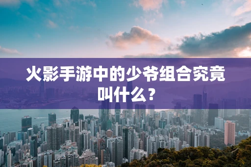 火影手游中的少爷组合究竟叫什么？